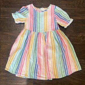 Pink and Blue Puff Sleeve Sundress with Peter Pan Collar